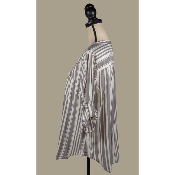 Torrid Gray and White Striped 100% Modal Harper Blouse Size Large (12) NWT - Picture 5 of 11